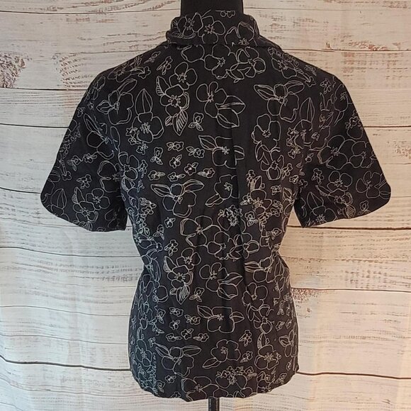 Vintage 90s Notations Floral Blouse | Large | Retro Short Sleeve Top - Picture 2 of 5